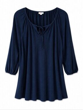 LuLaRoe Solid Blue Debra Peasant Blouse XL